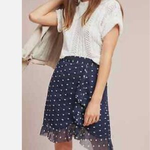 Anthropologie blue and white polka dot skirt